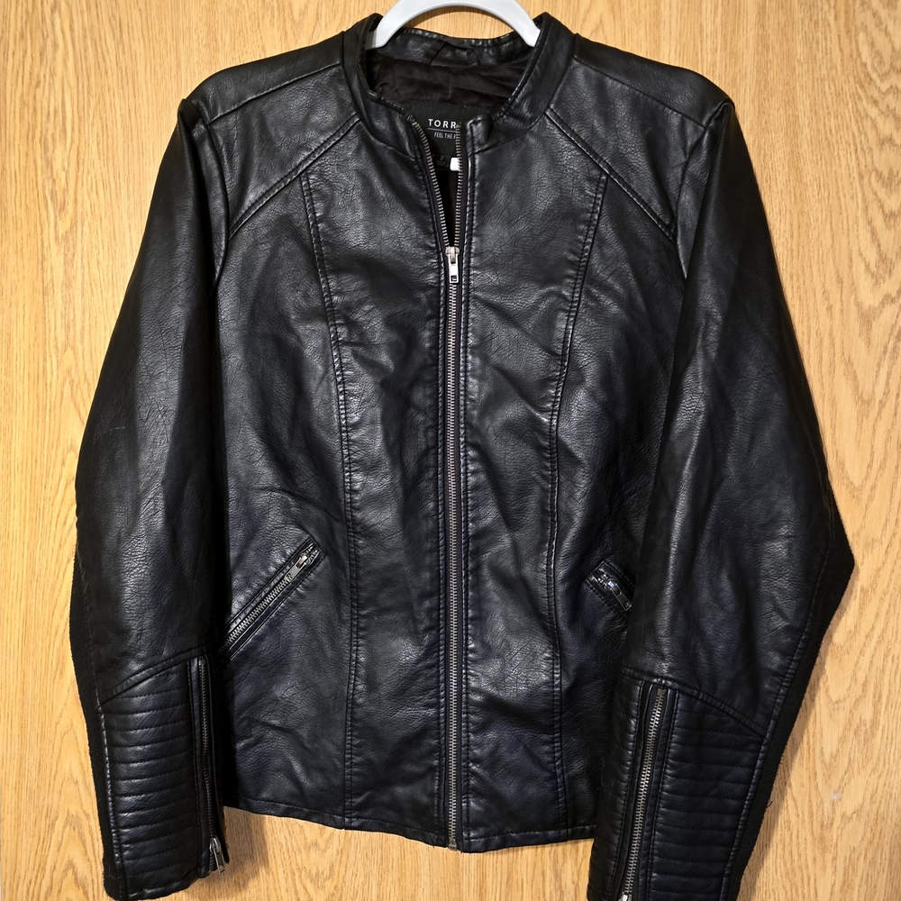Torrid Women's Black Leather Moto Jacket Size 18-20 (Torrid Size 2)
